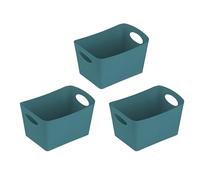 Koziol BOXXX S Lot de 3 boîtes de rangement 1 l en plastique biocirculaire, empilables les unes dans les autres pour cuisine, salle de bain, bureau, camping, chambre d'enfant (vert laguna)