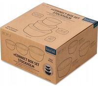 Koziol Connect Box Stockholm Set 3 Récipients Noirs Et Roses