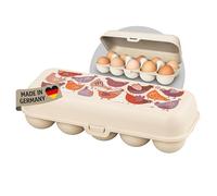 Koziol EGGS TO GO Boîte de rangement en plastique pour 10 œufs avec fermeture à clip pour réfrigérateur (10 œufs, amande)