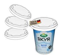 Koziol Fresh Lot de 3 couvercles fraîcheur réutilisables, couvercle robuste et extensible pour gobelets de yaourt (500 ml), réutilisables, étanches et lavables au lave-vaisselle (cristallin)
