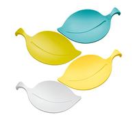 Koziol Leaf On - Coque, Lot de 4, Protection contre les insectes, couvercle, revêtement pour verre à boire, snack Bol, gingembre Jaune/Moutarde/Vert/Turquoise/Blanc, 3556113