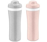 Koziol Oase Lot de 2 bouteilles d'eau sans BPA Rose/gris 425 ml