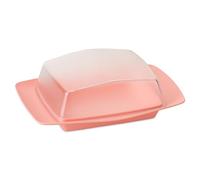 Koziol RIO Beurrier pour 250 g de beurre, avec couvercle, pour ranger et servir, en plastique biocirculaire, incassable, passe au lave-vaisselle, table dressée, cuisine (rose bonbon rose)