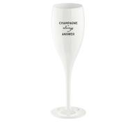 Koziol Super verre avec impression Cheers No. 1 Champagne Is The Answer, flûte à champagne, flûte à champagne, super verre, Cotton White, 100 ml, 3913525