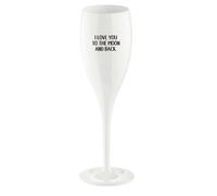 Koziol Super verre avec impression Cheers No. 1 Love You To The Moon, flûte à champagne, flûte à champagne, super verre, Coton White, 100 ml, 3912525