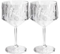Koziol Superglas Club No.15 Lot de 2 verres à cocktail et à gin 400 ml avec pied en plastique transparent luxueux incassable réutilisable pour fête, camping