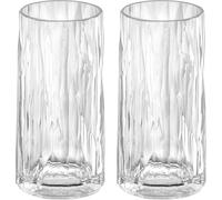 koziol Superglas Club No. 8, Lot de 2 verres Longdrink 300 ml en plastique cristal transparent, élégants, incassables, réutilisables, idéals pour cocktails, fête, jardin et camping