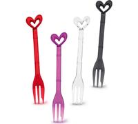 Koziol Susi Kuchengabel, 4er Set, Kuchen Gabel, Tortengabel, Kuchenbesteck, Kunststoff, Tr. Anthrazit / Klar / Pink / Rot, 3674100