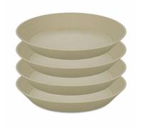 Koziol Tiefer Teller 4er-Set Connect Plate, Suppenteller, Schalen, Kunststoff-Holz-Mix, Nature Desert Sand, 24 cm, 7143700