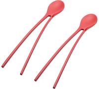 Koziol Twinny Stäbchenlöffel, 2er Set, Essstäbchen, Suppenlöffel, Snackbesteck, Strawberry, 3645555