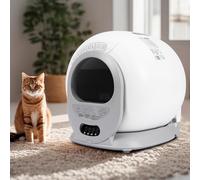 Kozivmo Litière Auto-nettoyante pour Chat - Surveillance en Temps Réel - Hygiénique - Contrôle par Application - Grande Capacité - Avec Coussinets Antidérapants - Boîte pour Chat Blanc/Gris Moderne