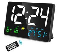 KOZWAY Station météo extérieure, Horloge Murale numérique LED avec Grand écran, réveils for Chambres avec Station météo, USB, 11,5"