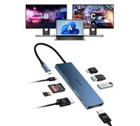 KOZYC 8-in-1 Hub USB-C Dual HDMI, 100W PD, 2xUSB-A 3.0, SD/TF, Support HDMI Splitter Extended Display 2 Monitors Compatible avec HP, Dell