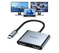 KOZYC USB C vers Dual HDMI Adapter 4K@60Hz, Type C to HDMI Splitter Extended Display (MST Only Support Windows OS)