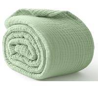 Kozyhvn Couverture 100 % mousseline de coton pour très grand lit, 274,3 x 228,6 cm, 6 couches, respirante et légère, couvre-lit doux, couverture en gaze pour adultes, toutes saisons, vert sauge