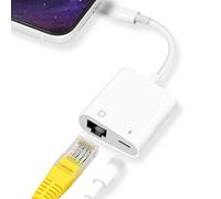 kozyone Adaptateur Ethernet 2 en 1 Light-ning vers RJ45 10Mbps/100Mbps avec port de charge, compatible iPhone/iPad/iPod, rapide et stable pour les jeux ligne la vidéo