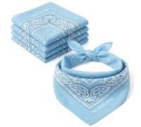 KP Bandana Bleu Clair - 100% Coton & Fibres Naturelles - Foulard Bleu Clair Sans Polyester - Qualité Supérieure - Doux, Durable et Lavable en Machine - Bandana Homme - Unisexe et enfants - 5 Pack