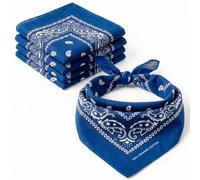 KP Bandana Bleu Royal - 100% Coton & Fibres Naturelles - Foulard Bleu Royal Sans Polyester - Qualité Supérieure - Doux, Durable et Lavable en Machine - Bandana Homme - Unisexe et enfants - 5 Pack