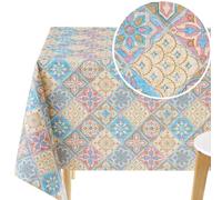 KP HOME Nappe rectangulaire en PVC imperméable - Motif carreaux azulejo portugais Lisbonne - Nappe rectangulaire en plastique facile à nettoyer - Couleurs vives et colorées