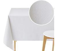 KP HOME Toile Cirée Rectangulaire 200x140cm, Nappe Plastique en PVC Essuyable, Facile à Nettoyer, Imperméable de Cuisine en Vinyle Nappe, Toile Ciree avec Motif de Lignes Blanches sur Fond Gris