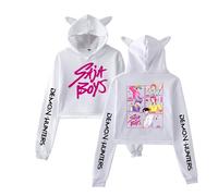 KP_OP D-De_Mon H- Hu_nters Short Hoodie - Cat Ears Long Sleeve Pullover Y2K Streetwear Style Sweatshirt Fashion Teen Girls Women & K-Pop Fans
