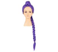 Kp0p Démon Hunters Fibre Perruque Cosplay Natte Longue Résistante À La Chaleur Pour Déguisement Convention Anime Filles Pose Dynamique