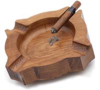 KPAVIR Cendrier rond en bois fait à la main avec couvercle | Grand cendrier à cigares pour bureau, maison, voiture, extérieur | Organiseur de cigares | Cendrier à cigares pour cendres | Cendrier