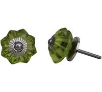 KPAVIR Lot de 6 boutons de tiroir d'intérieur en verre cristal et métal, pour maison, cuisine, armoire (vert)