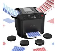 KPAW Mélangeur Automatique de Cartes et Croupier - 1 à 2 Jeux Prend en Charge 12 Joueurs, 4 télécommandes de Dessin, Jeux intégrés, Offre à 360°/180°, pour Poker, UNO, Phase 10, Skip-Bo, Rummy (Noir)