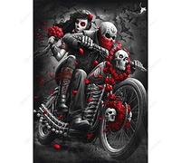 Kpdar Peinture par Numéros Kits Squelette sur Une Moto Peinture À l'huile de Bricolage Numérique pour Enfants Adultes Toile avecBrosses Acryliques Home Decor 40X50Cm/15.80X 19.70 Pouce（sans Cadre）