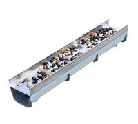 KPHYMOD Canal de Drain Kit De Drainage Tranchée avec Grille Paysagère 2 Pouces Hauteur, Système Canal en Résine Découpable pour Cour, Allée, Patio, Arrière-Cour(39.4x5.9x9.85in)