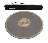 KPHYMOD Tapis De Mahjong Rond Marron avec Sac De Transport, Antidérapant, Réduction du Bruit, Jeu De Cartes De Poker, Nappe en Polyester(Brown-3,39.37x39.37 in)