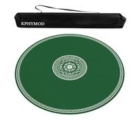 KPHYMOD Tapis De Mahjong Rond Vert avec Sac De Transport, Antidérapant, Réduction du Bruit, Jeu De Cartes De Poker, Table De Jeux avec Bord(35.43x35.43 in)