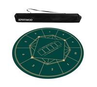 KPHYMOD Tapis De Table De Jeu Rond Antidérapant Et Anti-Bruit, Vert, pour Mahjong, Cartes De Poker, Dominos, Jeux De Société, avec Sac De Transport(Green-3,27.56x27.56 in)