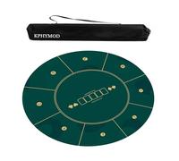 KPHYMOD Tapis De Table De Jeu Rond Antidérapant Et Anti-Bruit, Vert, pour Mahjong, Cartes De Poker, Dominos, Jeux De Société, avec Sac De Transport(Green-4,29.53x29.53 in)