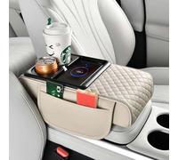 KPIRXO Coussin D'Accoudoir Voiture pour Genesis G90 5.0 Ultimate, Accoudoir Central Anti Salissure Boîtiers, Chargement sans Fil Voiture Accoudoir,Beige