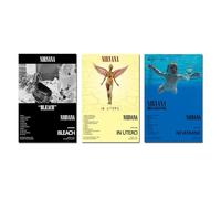 KPJFZFEY Nirvana Poster Album Cover Édition Limitée (Lot de 3) Sans Cadre 20 cm x 30 cm Toile pour Décoration de Chambre, Paysage, Bureau, Cadeau