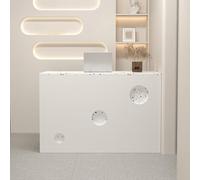 Kpjovnar Bureau d'accueil Moderne avec tiroir verrouillable, Petit comptoir d'entrée avec comptoir de Caisse pour Magasin de vêtements, Hall d'entrée ou Salon de beauté (Blanc, L100 x l45 x H95 cm)