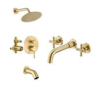 Kpjovnar Ensemble robinetterie de Douche et de Baignoire à Pression équilibrée S3230BGI-B + Robinet Mural de Salle de Bain S1386BGI