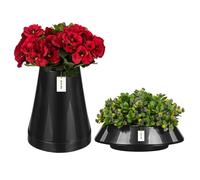 Kpl Pot De Fleurs Pour Le Cimetière Flacon 25x20 Cm + Pot Ø 25 Cm Graphite Plastique Lisse Multicolore