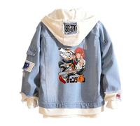 KPOADBU Chains-aw Man Sweat à Capuche Homme, Blouson Cowboy à la Mode Motard Décontractée Denim, Mi Saison Vestes en Jean Décontractée Manteau, Jean(Blue,M)