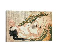 KPOKAHT Reproduction du rêve de la femme du pêcheur Katsushika Hokusai - Décoration d'intérieur - Art mural à suspendre - 30 x 45 cm