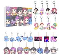 Kpop Calendrier de l'Avent 2025 avec 24 porte-clés et jouets à collectionner décorations cadeaux pour garçons, filles, adolescents K-POP Demons Hunters Calendrier de l'avent 24pc Adorable Porte-clés