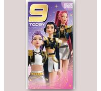 KPOP Carte d'anniversaire 9 ans Motif chasseurs de démons | Carte de vœux d'anniversaire pour fans de K-pop avec personnage Rumi Mira Zoey de 9 ans