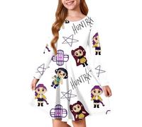 Kpop D-Demon H-Hunters Robe Décontractée Fille Robe Élégante à Manches Longues, Col Rond, Tricot Côtelé A-Ligne