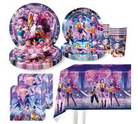 Kpop Demon 51 Pièces Decoration Anniversaire, Hun-trix Vaisselle Anniversaire Assortiments, Anime Vaisselle de Fete, Assiette, Tasse, Serviettes en papier, Nappe, Déco Fete, Réutilisable