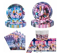 Kpop Demon 51 Pièces Decoration Anniversaire, Vaisselle Anniversaire Assortiments Hun-trix, Anime Vaisselle de Fete, Assiette, Tasse, Serviettes en papier, Nappe, Déco Fete, Réutilisable