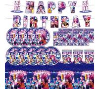 Kpop Demon 52 Pièces Decoration Anniversaire, Vaisselle Anniversaire Assortiments Hun-trix, Vaisselle de Fete, Bannières Joyeux, Assiette, Tasse, Serviettes en papier, Nappe, Déco Fete, Réutilisable