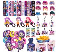 Kpop Demon Hunter : Ensemble de cadeaux pour fête d'anniversaire, comprenant des tampons, des bracelets slap, des porte-clés, un ensemble de ballons et un masque de cosplay pour enfants 12pcs bracelet