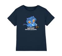Kpop Demon Hunters Cute Derpy Tiger Cartoon T-Shirt Enfant, Marine, 12-13 A